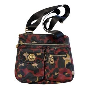 Baggallini Sydney Bag Burgundy Animal Print with Silver Hardware Crossbody